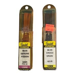 Vtg Speidel Genuine pigskin/croco grain Leather Watch Band Brown/ Black 16mm